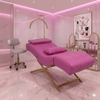 Lit de luxe pour extensions de cils en forme de S avec base en X dorée pour salon, fabrication directe en usine, logo personnalisé OEM