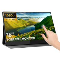 Monitor Portátil Sibolan de 16 Pulgadas IPS LED 1080p Full HD con Pantalla Táctil, Alimentación USB, Carcasa de Aleación de Aluminio para Juegos