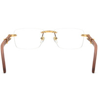 Nouvelles lunettes optiques en métal faites à la main avec branches en acajou, monture carrée