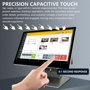 Máquina POS Android de doble pantalla de 15.6 y 11.6 pulgadas, caja registradora táctil delgada con NFC - Product Image 5