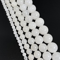 Perles Rondes Lisses en Pierre Naturelle Jade Blanc Laiteux pour Fabrication de Bijoux et Artisanat DIY 4mm 6mm 8mm 10mm 12mm 14mm