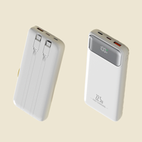 10000mAh Powerbank Tragbares Ladegerät 22,5W/18W PD QC Schnellladung LED-Anzeige Eingebaute Kabel mit Stecker Telefon-Reise-OEM-Geschenk