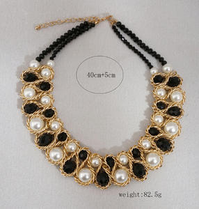 Nouveau Collier Ras-du-Cou 2026 en Alliage Vintage avec Perles et Strass, Design Élégant pour Femme, Idéal pour Fêtes, Mariages et Occasions Formelles - Product Image 2