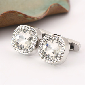 Boutons de manchette fantaisie en alliage de cuivre pour hommes, avec micro-inserts, pour mariages, fiançailles et anniversaires (vente en gros) - Product Image 5