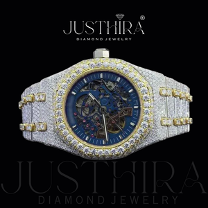 Best Selling Luxury Moissanite Diamond Quartz Watch Men Gold Plated Stainless Steel <b>Wristwatch</b> Available At Best Price - Product Image 3