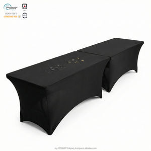 Funda de Mesa Redonda de Spandex Negra de 250 g/m², 120 Pulgadas, Impermeable, Ecológica, Personalizable, Elástica y Ajustable para Banquetes Grandes - Product Image 1