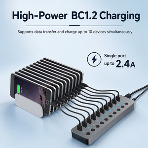 7-poorts 10-poorts USB 3.0 datahub met LED-verlichting, aan/uit-schakelaar, voeding, supersnelle 5Gbps USB-splitter voor computers, op voorraad - Product Image 5