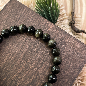 Mejor venta de oro brillo obsidiana pulsera raíz Plexo <span class=keywords><strong>Solar</strong></span> y tercer ojo Chakra pulsera regalo para él - Product Image 3