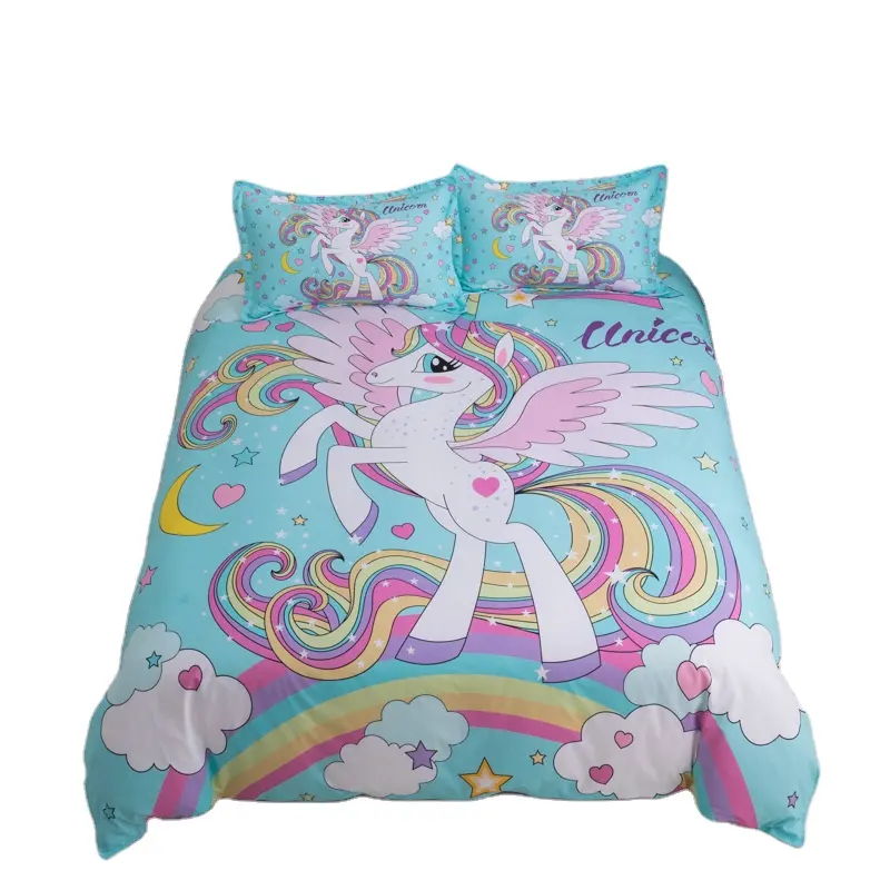 Bedding Set Kids Children's Room Animated Character 3D Cartoon Printed Quilt Washable Pillow Case Household Bed Supplies