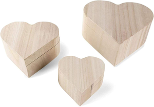 Élégant coffret cadeau magnétique en bois brut, lot de 3 boîtes de rangement pour bibelots en forme de cœur, surface lisse, décoration artistique texturée - Product Image 5