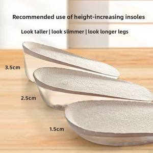 Semelles intérieures en PU demi-taille, 2 pièces, respirantes, invisibles, réglables en hauteur, résistantes aux odeurs - Product Image 2