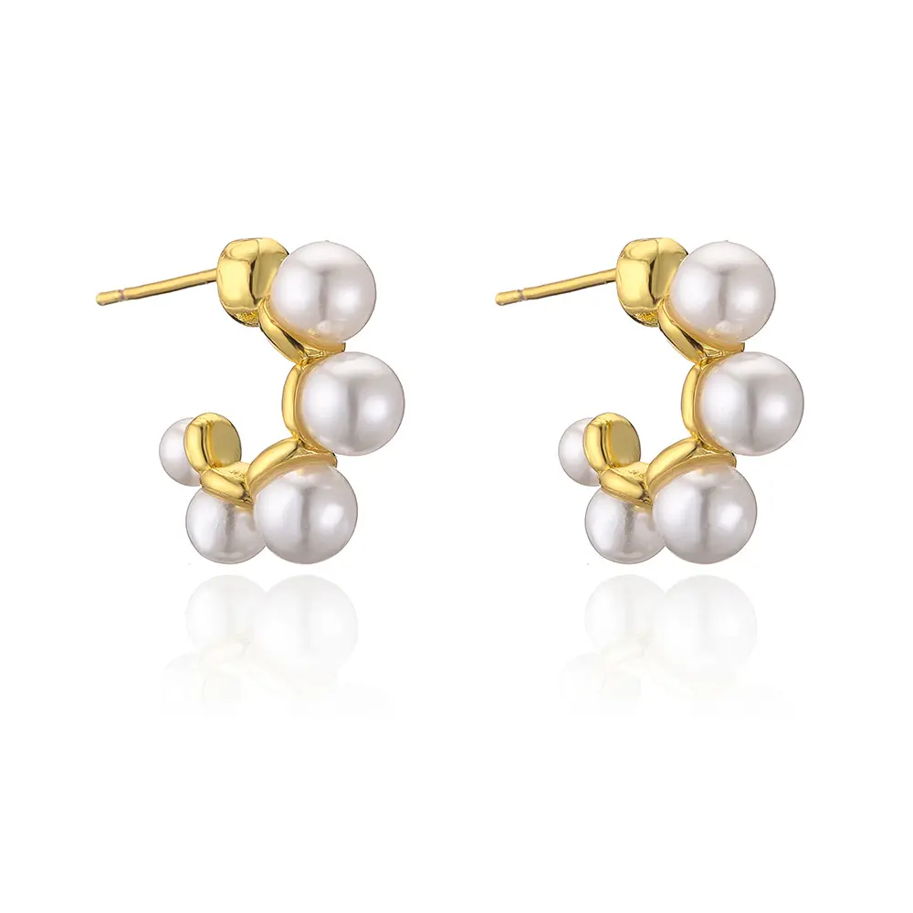 Fashion exquisite copper plated 18K gold pearl earring female small luxury high-end ear accessories