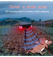 Répulsif Solaire pour Animaux avec Détecteur de Mouvement, Ultrasons, Lampe Torche, 3 Haut-parleurs 129 dB pour Ferme et Jardin