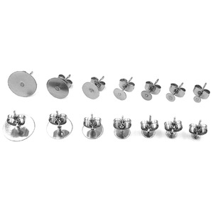 304 Stainless Steel Flat Needle <b>Earring</b> Studs Round Head Welded Sheet 50 Pieces DIY Jewelry Components - Product Image 1