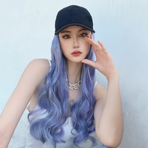 Casquette de baseball pour femme avec cheveux longs synthétiques ondulés intégrés, simulation de cheveux longs bouclés, densité 100%, aspect naturel - Product Image 4