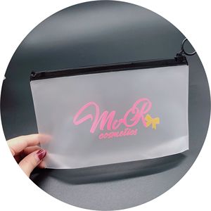 Customized logo print pvc pouch zip lock frosted plastic bags with slider zipper