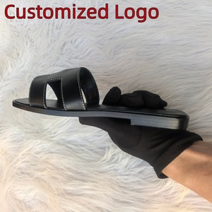 Mules et sandales plates de luxe en cuir véritable pour femmes, qualité supérieure, pour le dropshipping - Product Image 1