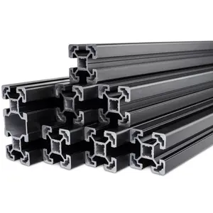 2020 3030 4040 4080 Aluminium Extrusion Profile Frame T Slot V Slot Custom Extruded Black Industrial Aluminum Profiles