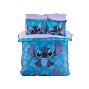 Ensemble de housse de couette Stitch, taille double, lavable, en polyester, pour enfants - Product Image 1