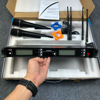 SKM9000 mikrofon UHF nirkabel, mikrofon profesional 2 Emas genggam dengan saluran musik untuk penggunaan Studio