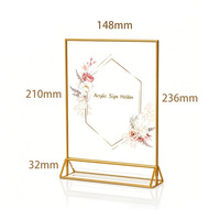 Support de numéros de table en métal doré, porte-panneaux de table en acrylique, support de menu de table pour restaurant, événement, réception, décoration