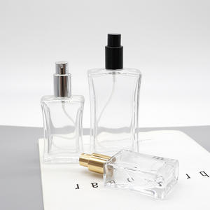 Botellas de Perfume Recargables de Vidrio Cuadradas de 50 ml al por Mayor, Envases Cosméticos Vacíos con Tapa de Rosca a Prueba de Fugas - Product Image 1