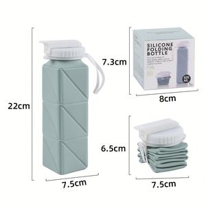 Collapsible 21oz Silicone Water Bottle for Kids BPA-Free Leakproof for School Use Direct Drinking for <b>Runners</b> - Product Image 4