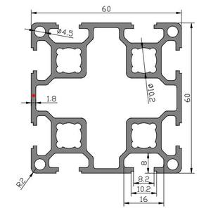 Profilé en aluminium industriel en stock, norme européenne 6060L, double rainure 60*60, pour banc de travail de ligne d'assemblage - Product Image 2