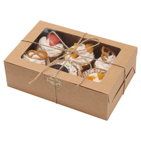 Cajas Rectangulares Transparentes con Ventana para Pasteles, Muffins y Repostería, de Cartón Kraft Corrugado Color Marfil, Impresión a Cuatro Colores