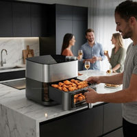Air Fryer Digital 12-in-1 8L Full Stainless Steel 2100W dengan Ruang Pengisian Air 3D Stereoskopik untuk Keluarga dan Pesta