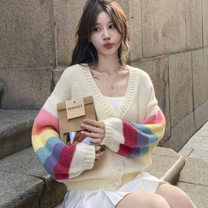 Nuovo Stile <span class=keywords><strong>Cardigan</strong></span> <span class=keywords><strong>Giallo</strong></span> Casual in Maglia, Dolce e Comodo, per Primavera Autunno, Maglione Oversize da <span class=keywords><strong>Donna</strong></span> Modello 10047 # - Product Image 3