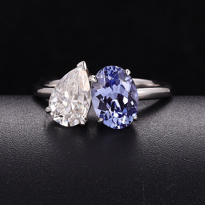 solid 10k gold lab gemstone+moissanite ring