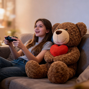 Wholesale Custom 50cm/70cm/90cm Stuffed <b>Bear</b> Plush Toy Red Heart Holding <b>Bear</b> for Valentines PP Cotton Filled Stress Relief - Product Image 1