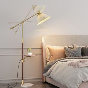 Lámpara de pie Vintage americana, lámpara <span class=keywords><strong>articulada</strong></span> de almacenamiento plisado, mesita de noche, sala de estar, mesa de café, Lámpara decorativa de suelo - Product Image 5