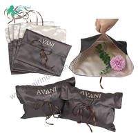 Tas Amplop Satin Logo Kustom Dengan Pita, Tas Amplop Satin Lembut Halus Dapat Digunakan Kembali untuk Rambut