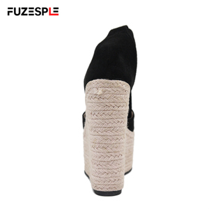 Nuevas <span class=keywords><strong>Sandalias</strong></span> de tacón alto de moda de verano con correas para envolver el tobillo y cuñas de <span class=keywords><strong>cuerda</strong></span> de cáñamo de 15cm, alpargatas, <span class=keywords><strong>sandalias</strong></span> de <span class=keywords><strong>plataforma</strong></span> - Product Image 4