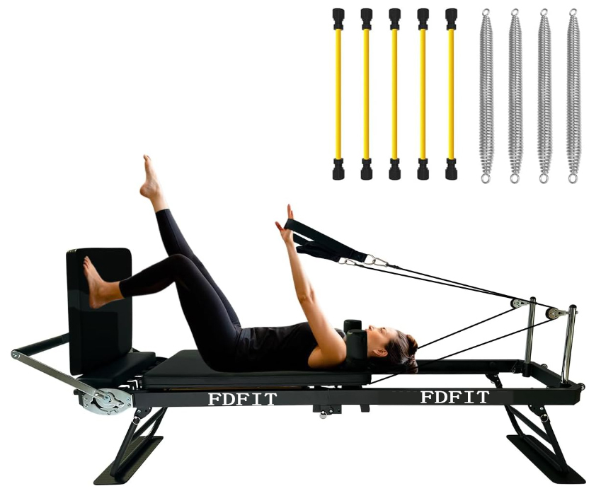 Foldable Home Pilates Reformer Machine - Adjustable Resistance, Compact, With Wheels, For Beginners & Intermediate