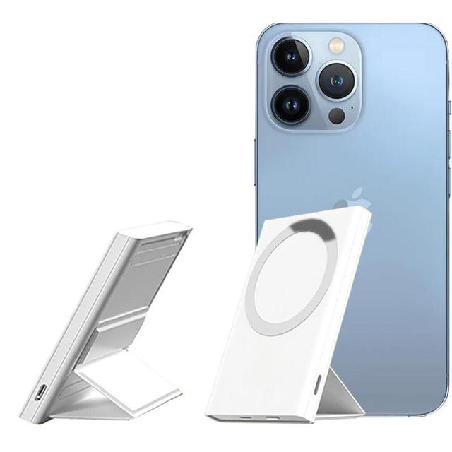 New Portable Slim Foldable HolderMagnetic Battery Pack Wireless Chargers Power Bank 5000mah Megsaf Batteries Magnetic Power Bank
