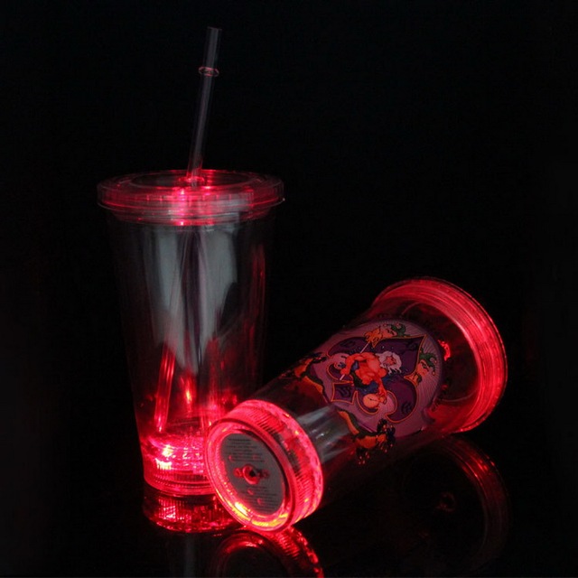 Novelty 16oz Led Light up Double Wall Tumbler Party Light up Tumbler Led Flashing Double Wall Cup Accept Customized