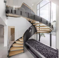Escalier courbé haut de gamme en bois massif, marches courbes pour l'intérieur de la maison