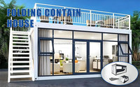 Casa Contenedor Prefabricada Modular Móvil de 2 Pisos con Ventanas de Vidrio y Balcón, Alojamiento de Acero