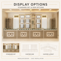 Vitrines de présentation de lunettes noires et blanches pour magasins d'optique, présentoir mural pour lunettes