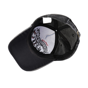Gorra de béisbol de 6 paneles, 100% algodón twill, personalizada, deportiva, con parche de sol, logotipo de tela, efecto desgastado, lavado Shark - Product Image 5