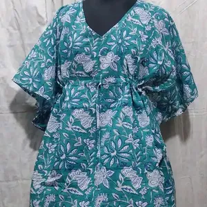 Beli gaun Kaftan selutut motif katun murni desain terbaru untuk wanita gaun kasual oleh eksportir India