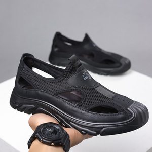Zuecos de malla de verano para hombre, zapatos informales transpirables sin cordones para conducir al aire libre, negro, gris, marrón, talla 40, 41, 42, 43, 44, 45 - Product Image 1