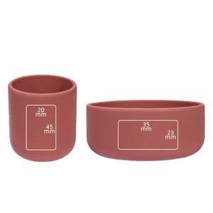 Silicone Baby Feeding Tray Set With Bowls Cups For 0-12 Months Complementary Food <b>Serving</b> Dishware Arc Type Bpa Free - Product Image 3