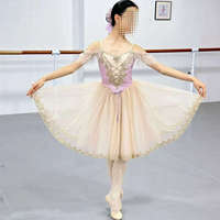 Nouvelle Robe Tutu Longue Bleue Romantique Professionnelle avec Bretelles pour Costumes de Danse de Ballet pour Enfants et Tenues de Spectacle