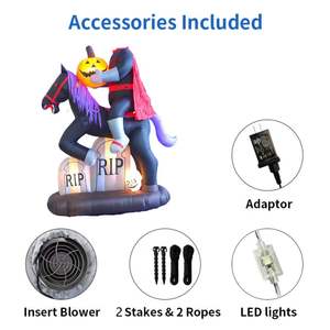 Halloween inflable jinete sin cabeza hombre sin rostro caballo 6 pies Halloween inflables fiesta al aire libre decoración de jardín - Product Image 3