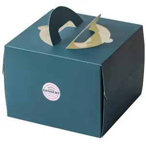 4 6 8 pouces boîte d'emballage solide en carton blanc uni pour gâteaux pâtisserie douce avec fenêtre et poignée