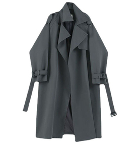 Шерстяной плащ средней длины с V-образным вырезом и длинными рукавами - Product Image 3